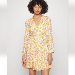 Free People Orange Wrap Dress NWT